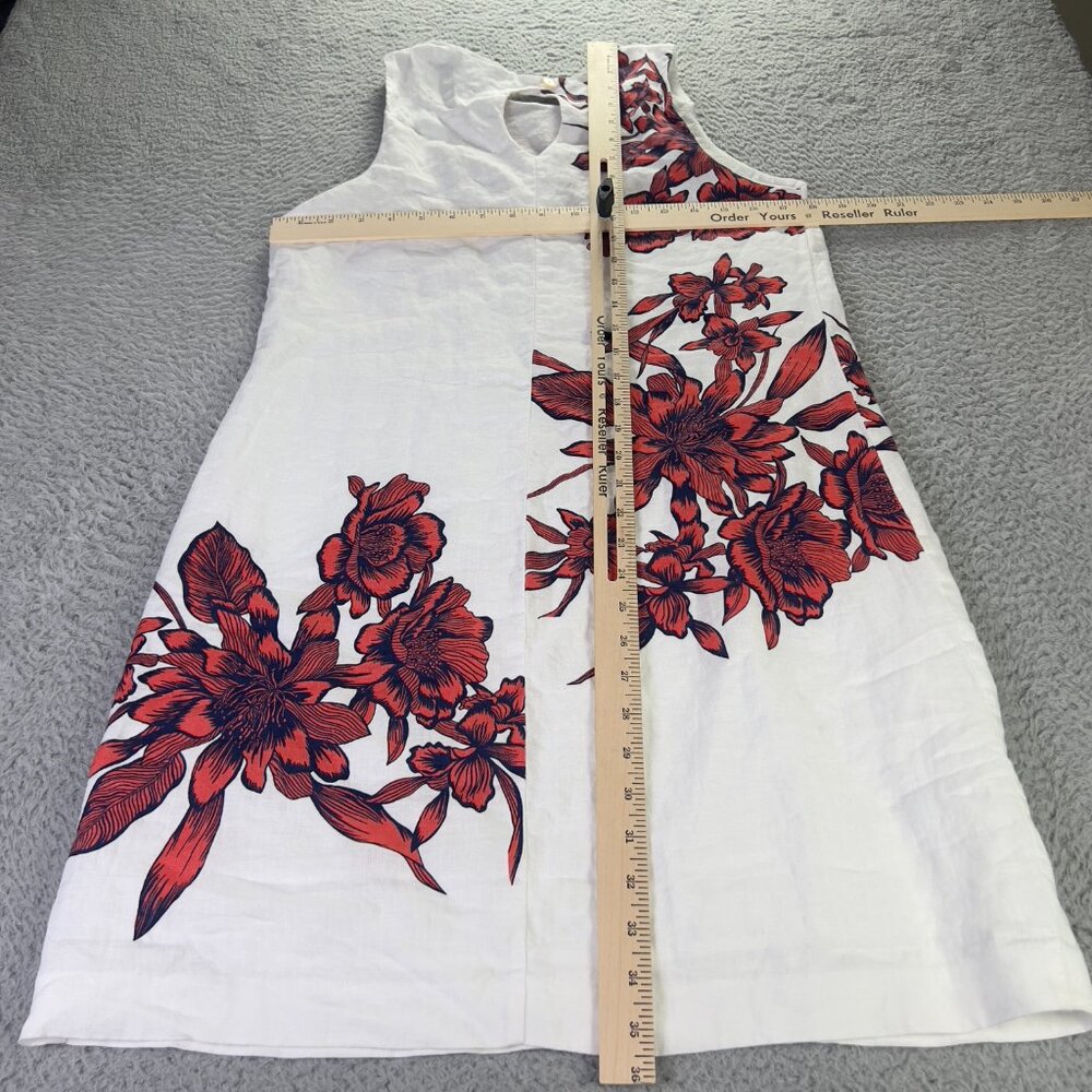Tommy Bahama Lavatera Leis Linen Dress Women Small White Floral Sleeveless Beach - Picture 4 of 9